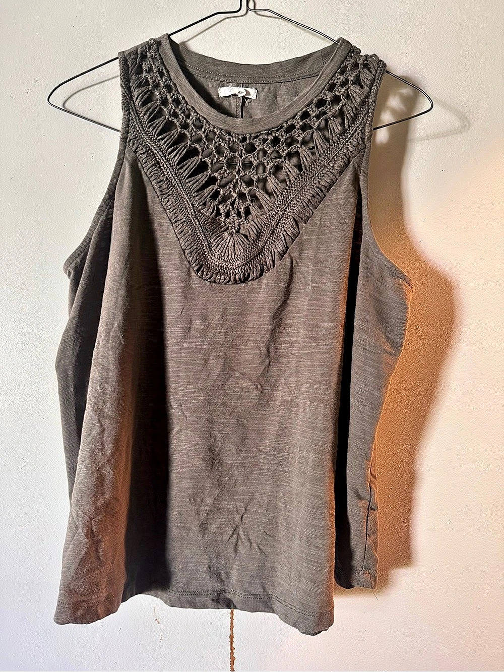 Gray Crochet Neck Tunic Size XL